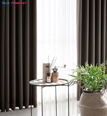 RÈM VẢI BỐ NÂU BÓNG ĐEN CN005
