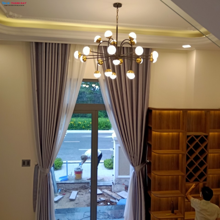 RÈM  PHÒNG KHÁCH 2 LỚP MÀU XÁM