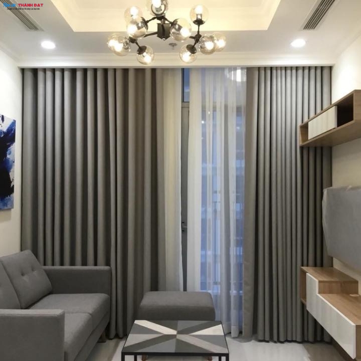 RÈM  PHÒNG KHÁCH 2 LỚP MÀU XÁM